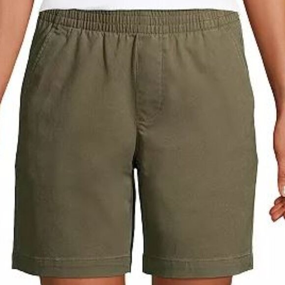 Lands' End Pull-On Elastic Waist Olive Green Chino Shorts Size 26 Women (3X)NWOT - Picture 4 of 11